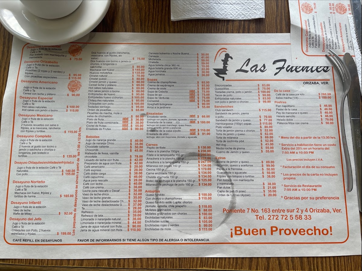 Restaurante Las Fuentes Menu - Image 1
